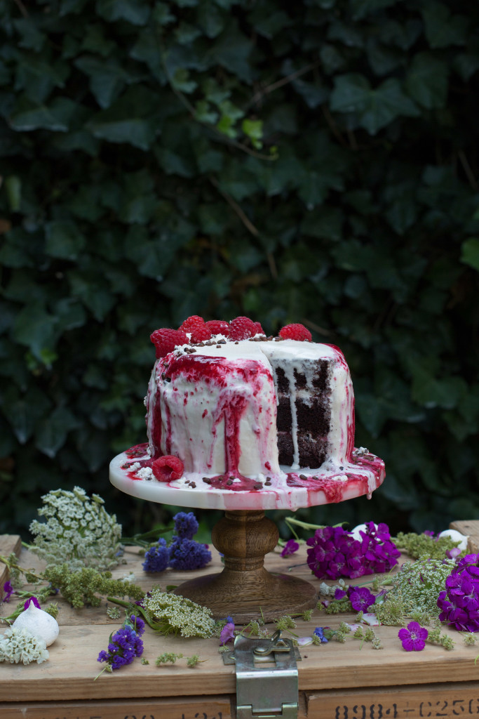 dark chocolate, jasmine and raspberry ice cream cake // www.ohhoneybakes.com
