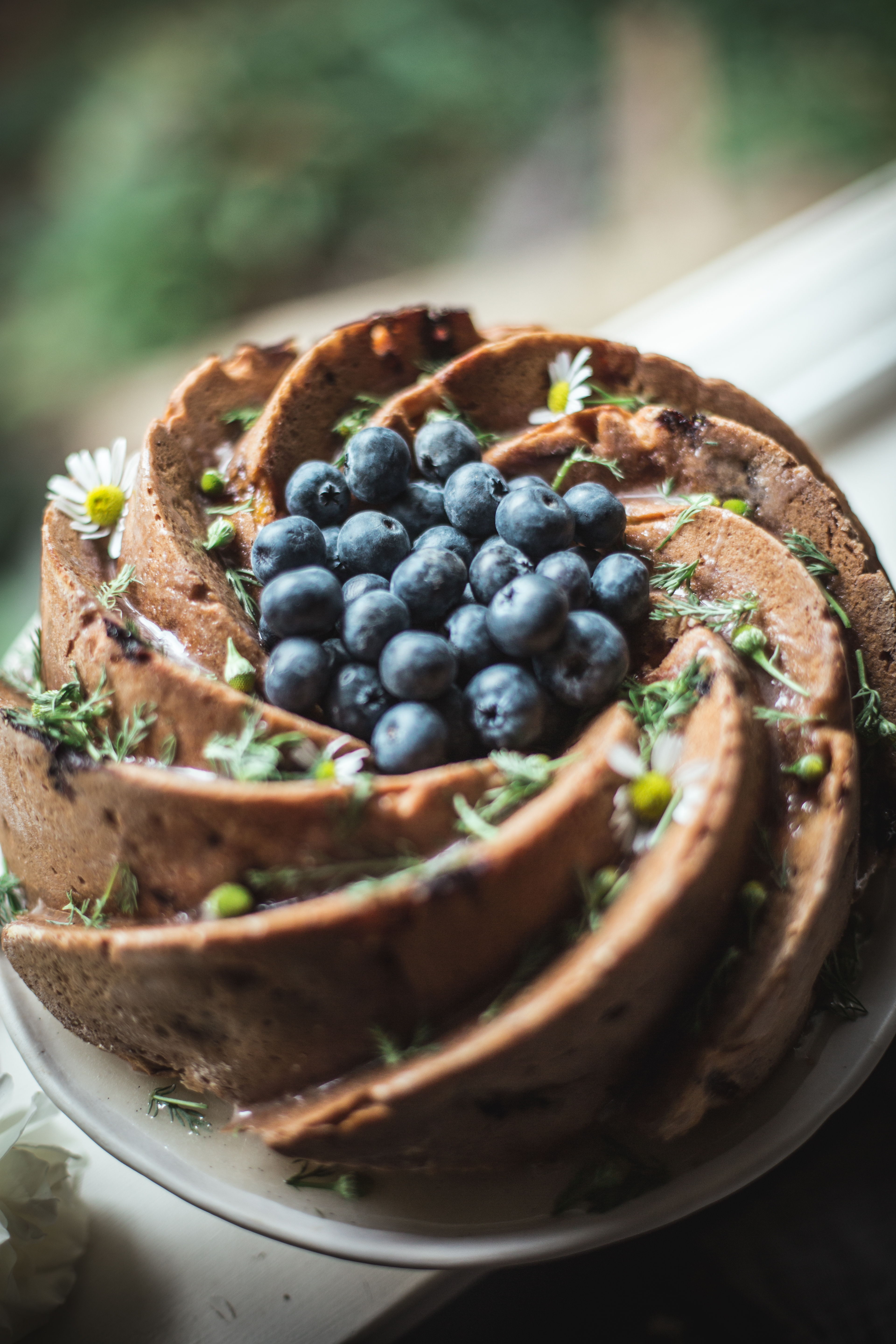 nectarine and blueberry polenta cake