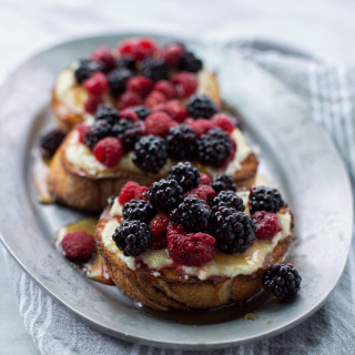 homemade whipped ricotta toast with foraged berries