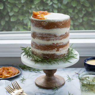 brown butter cake with grapefruit curd and rosemary brown sugar buttercream