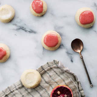 salted citrus shortbread with blood orange star anise curd