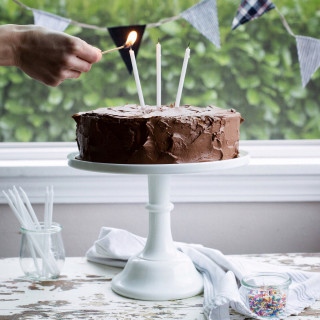 vanilla birthday cake with whipped chocolate cream cheese buttercream