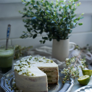 coconut, lime and matcha cake with white chocolate buttercream