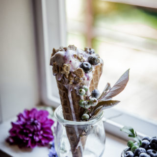 blueberry cheesecake ice cream (gluten-free) // ohhoneybakes.com